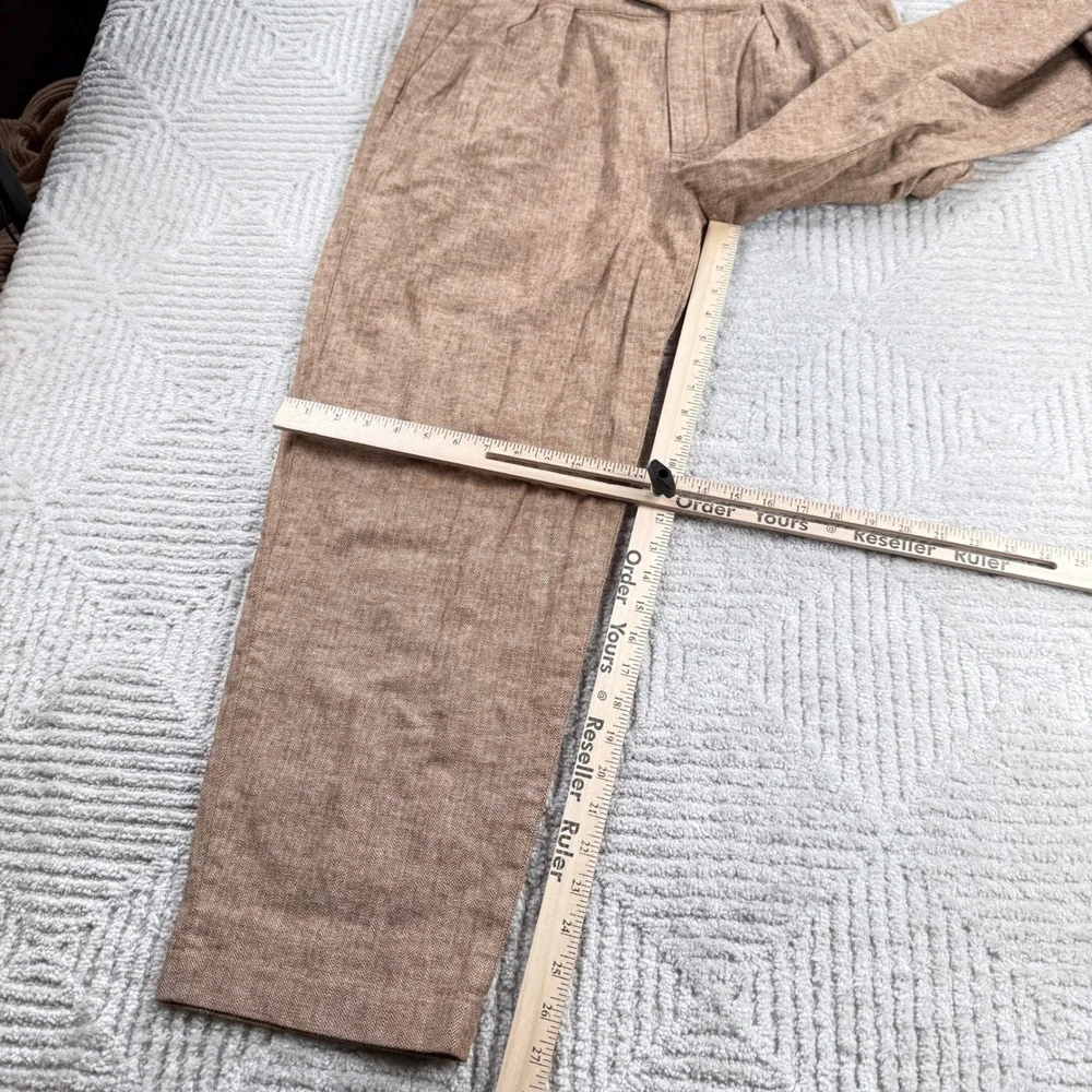 Banana Republic Pants Women 14 Safari Herringbone Linen Old Money Quiet Luxury
